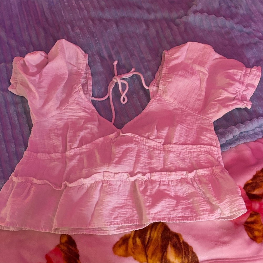 Pink Ruffled Crop Top